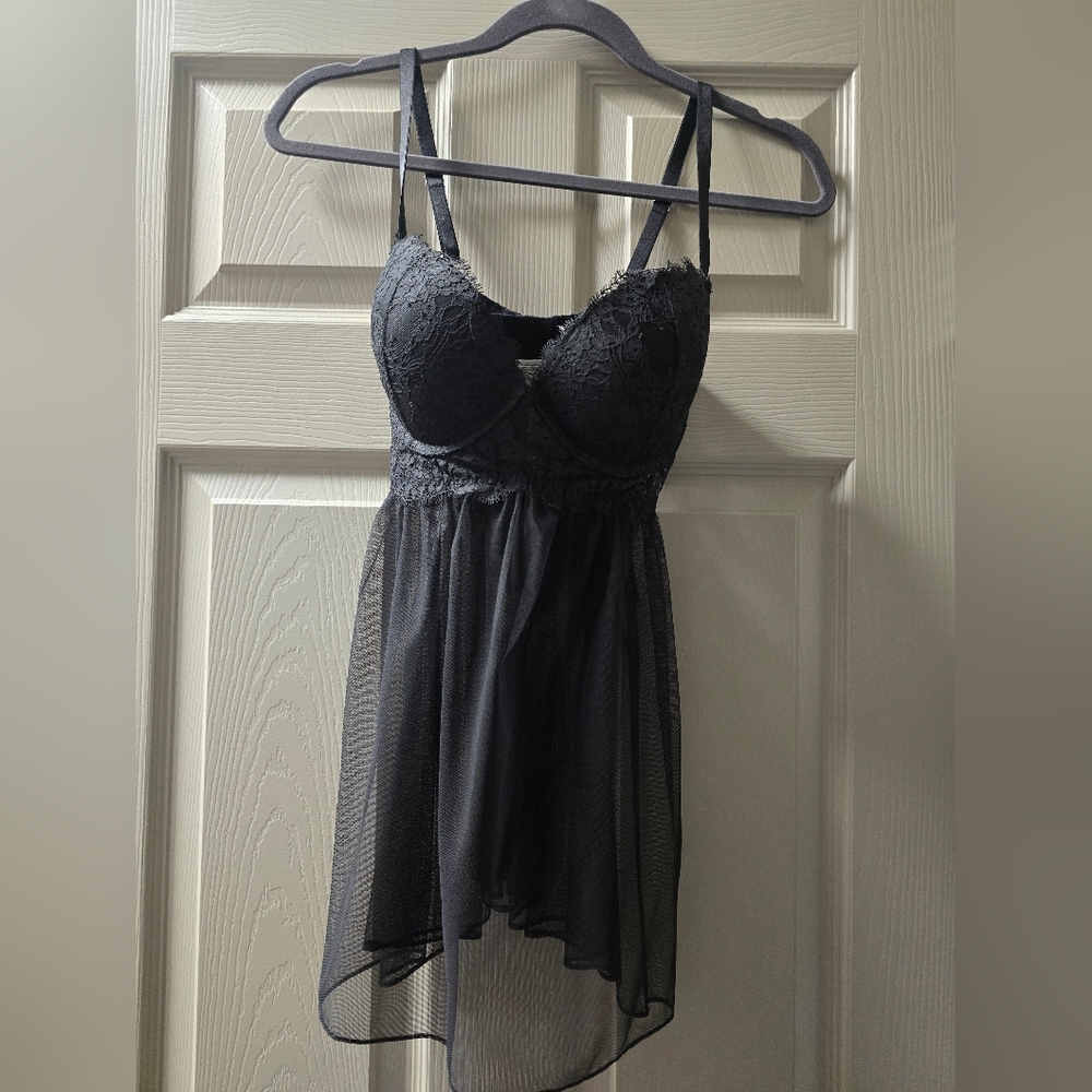 Victoria's Secret Black Lace Chemise